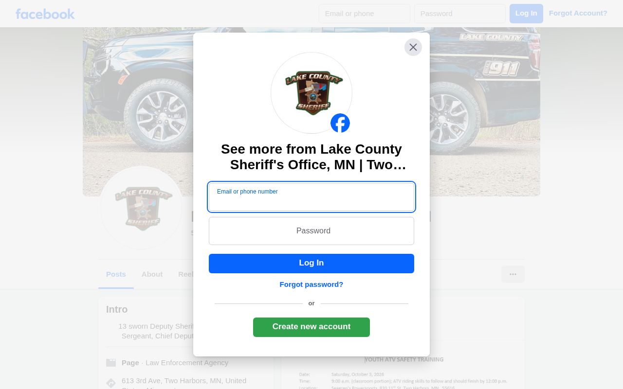 Lake County Sheriff's official Facebook announcements source for crime news context