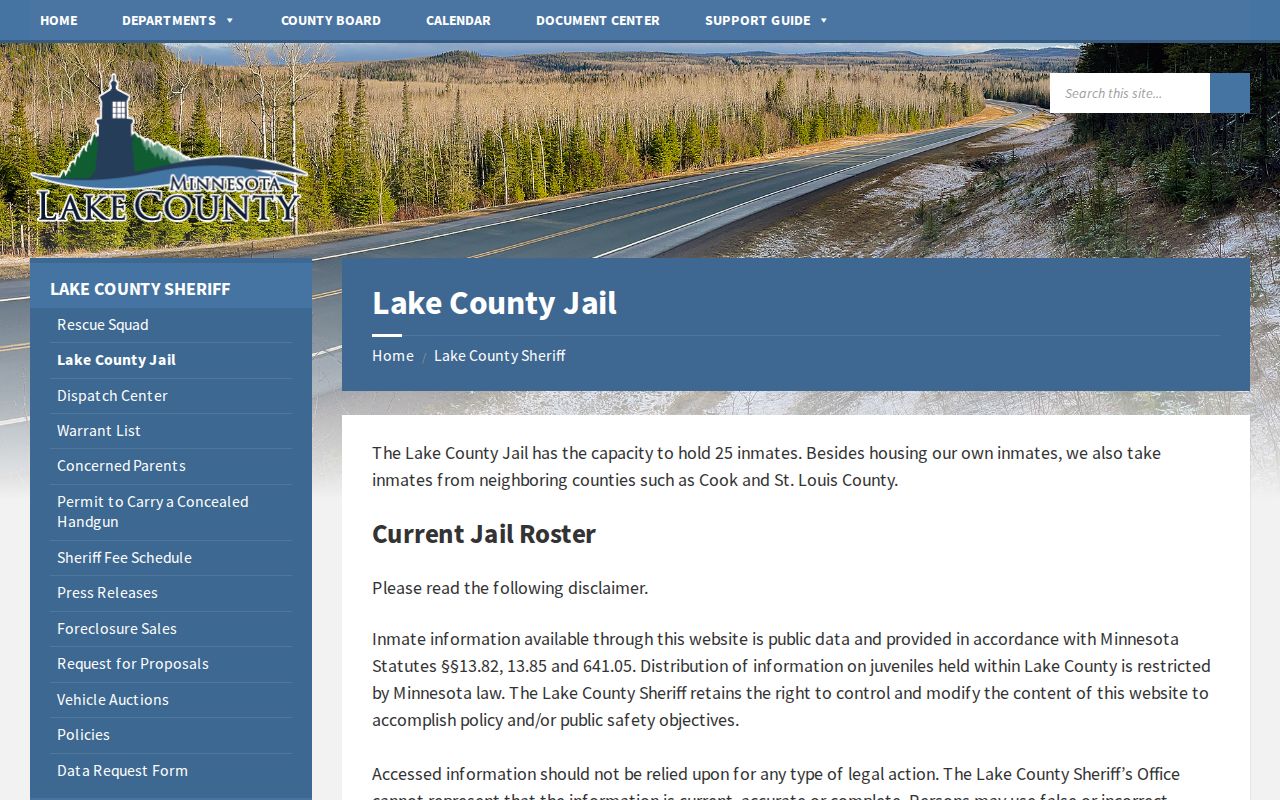 Lake County Jail current custody roster and booking record search